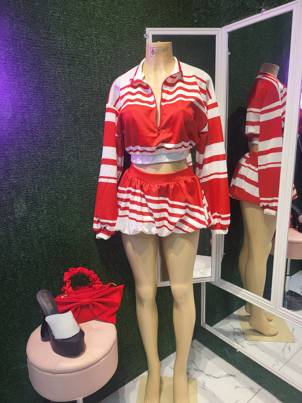 Stripped Skirt Set