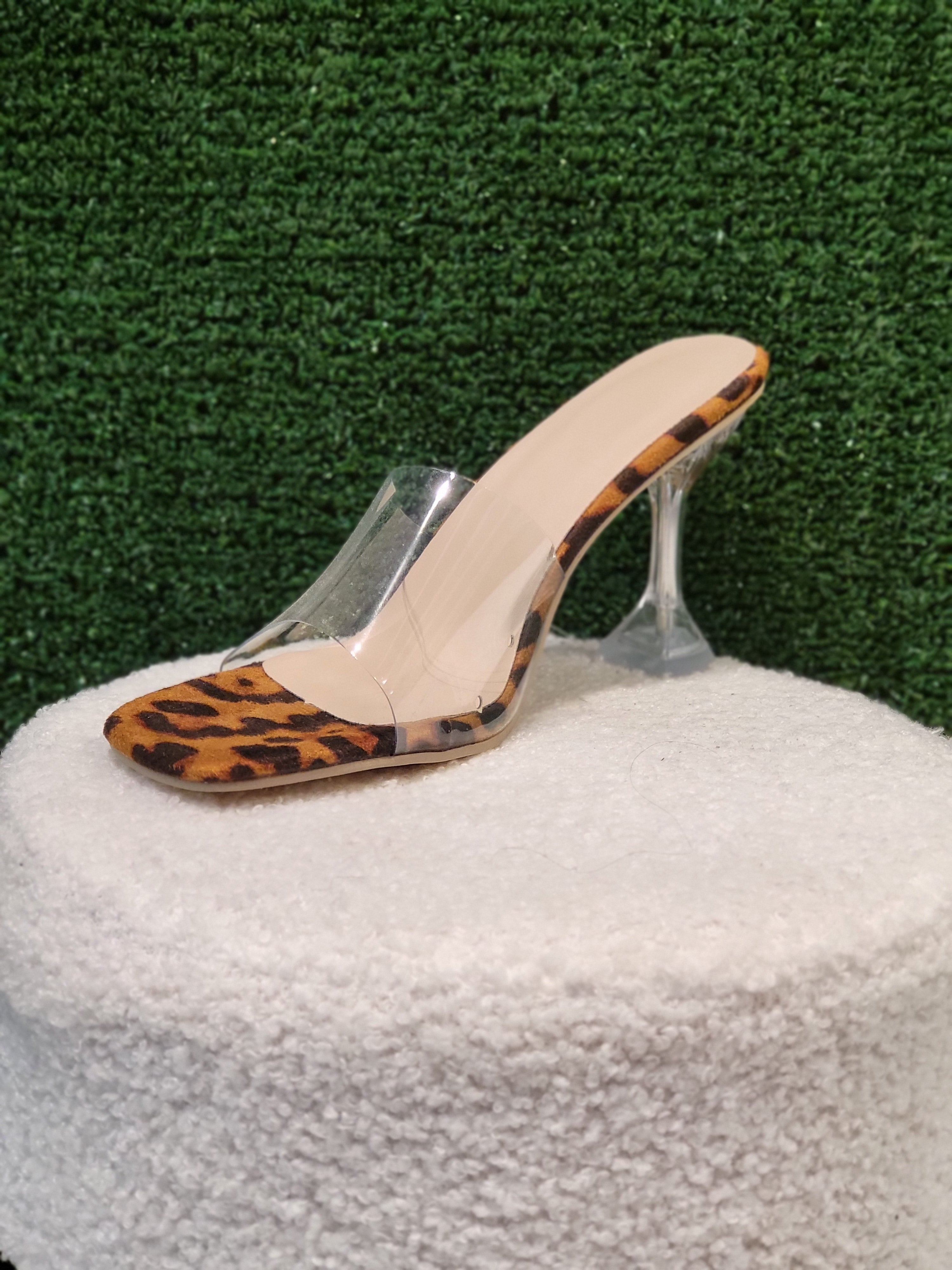 Clear And Leopard Kitten Heels