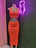 Christian Orange 2pc skirt set