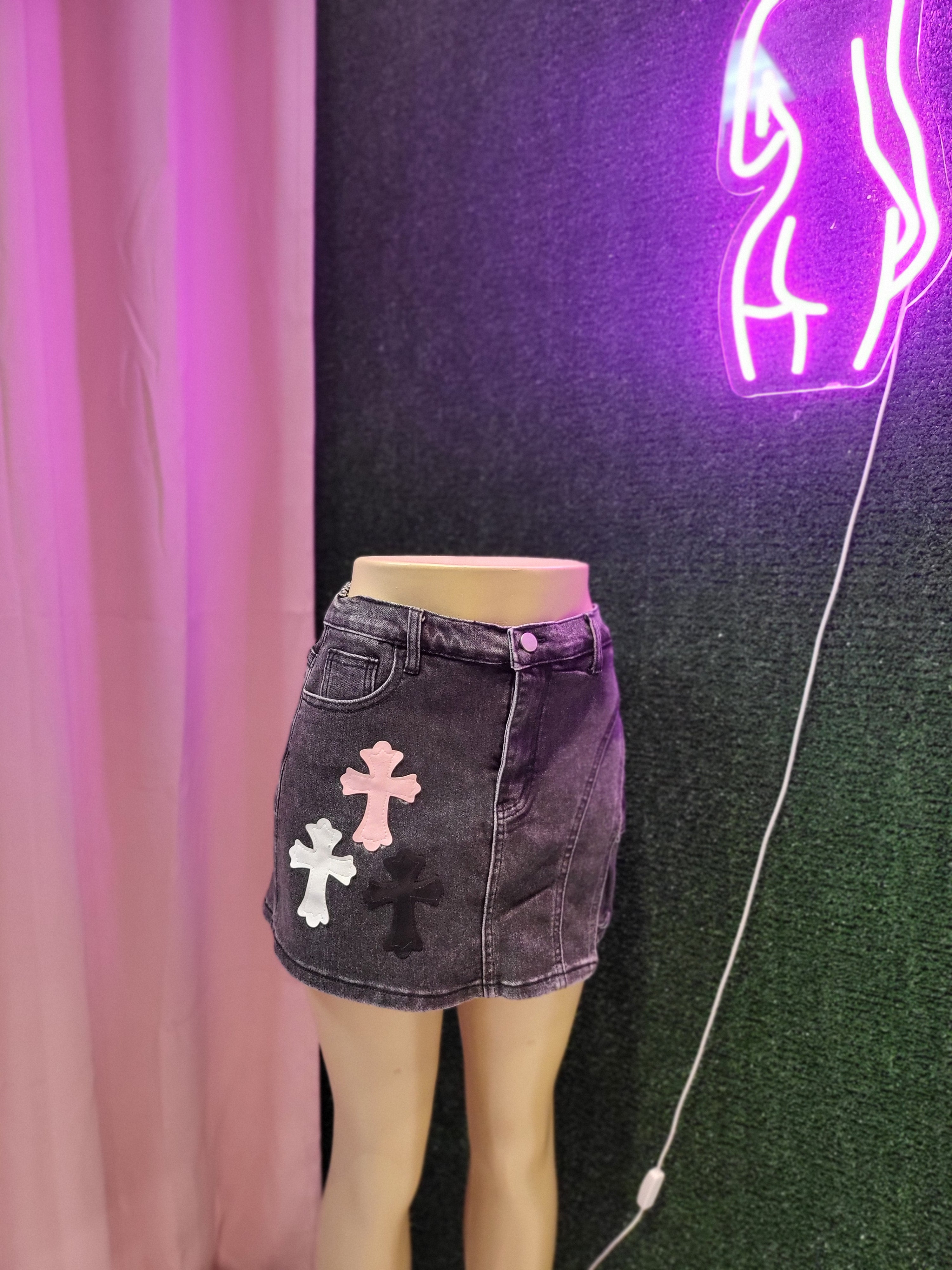 Cross me out Cargo Denim Skirt