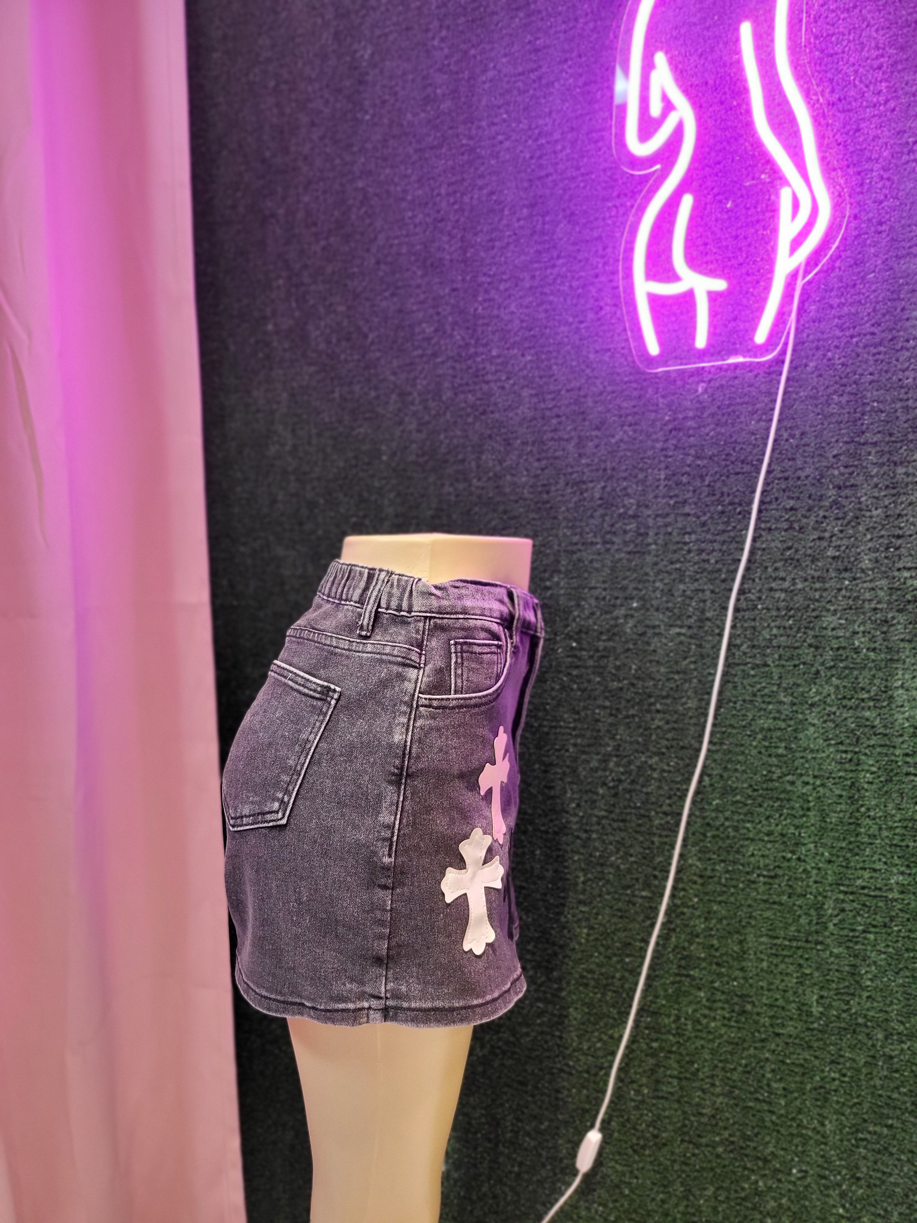 Cross me out Cargo Denim Skirt